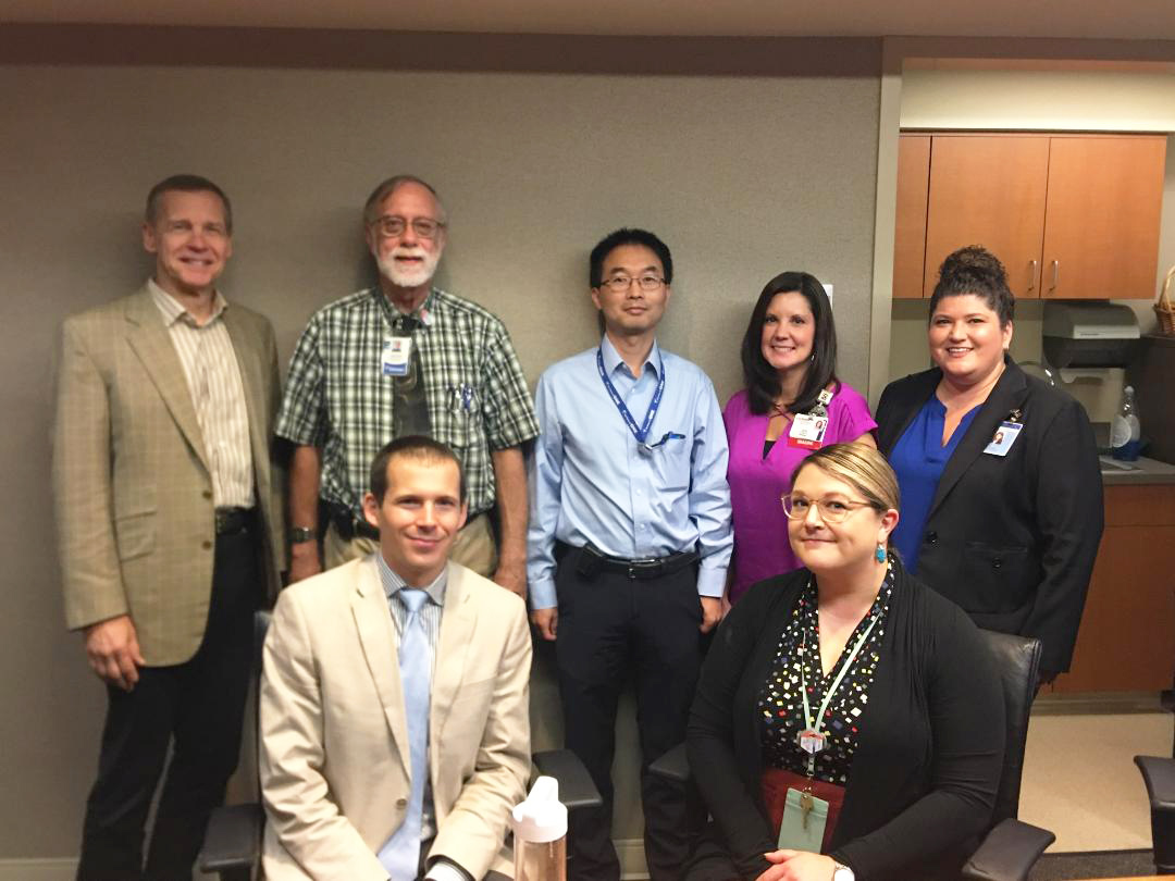 Back Row, L-R: Myron Pozniak, MD; Jerome Jones, PhD; Tianliang Gu, PhD, DABR; Carrie Bartels, RT(R)(CT); Jenny Hipp
Front Row, L-R: Tim Szczykutowicz, PhD, DBAR; Gretchen Bell, PhD